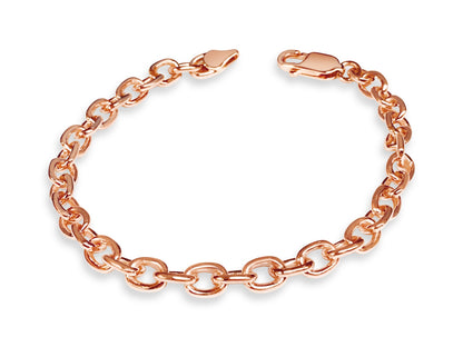 Fancy Rolo Solid White/Yellow/Rose Gold Handmade Bracelet , 6mm, 6.5-10 Inch