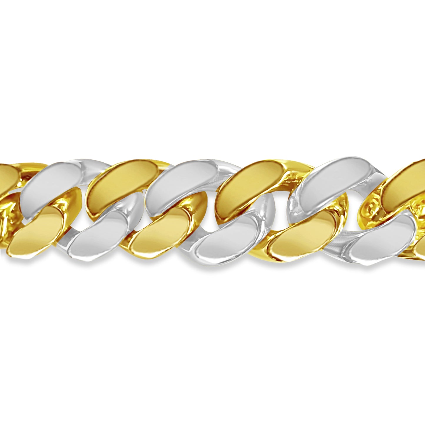 Curb Solid White/Yellow/Rose Gold Handmade Bracelet , 15mm, 6.5-10 Inch