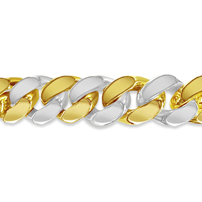 Curb Solid White/Yellow/Rose Gold Handmade Bracelet , 15mm, 6.5-10 Inch