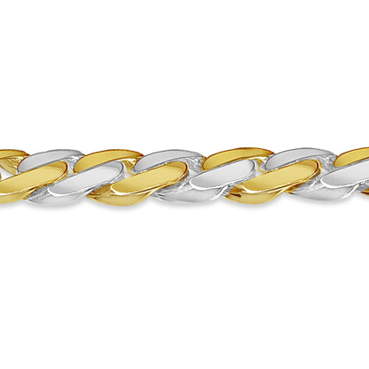 Curb Solid White/Yellow/Rose Gold Handmade Bracelet , 14mm, 6.5-10 Inch