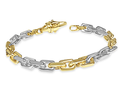 Fancy Rolo Solid White/Yellow/Rose Gold Handmade Bracelet , 7mm, 6.5-10 Inch