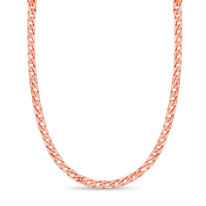 Curb Solid White/Yellow/Rose Gold Handmade Necklace , 7mm, 16-30 Inch