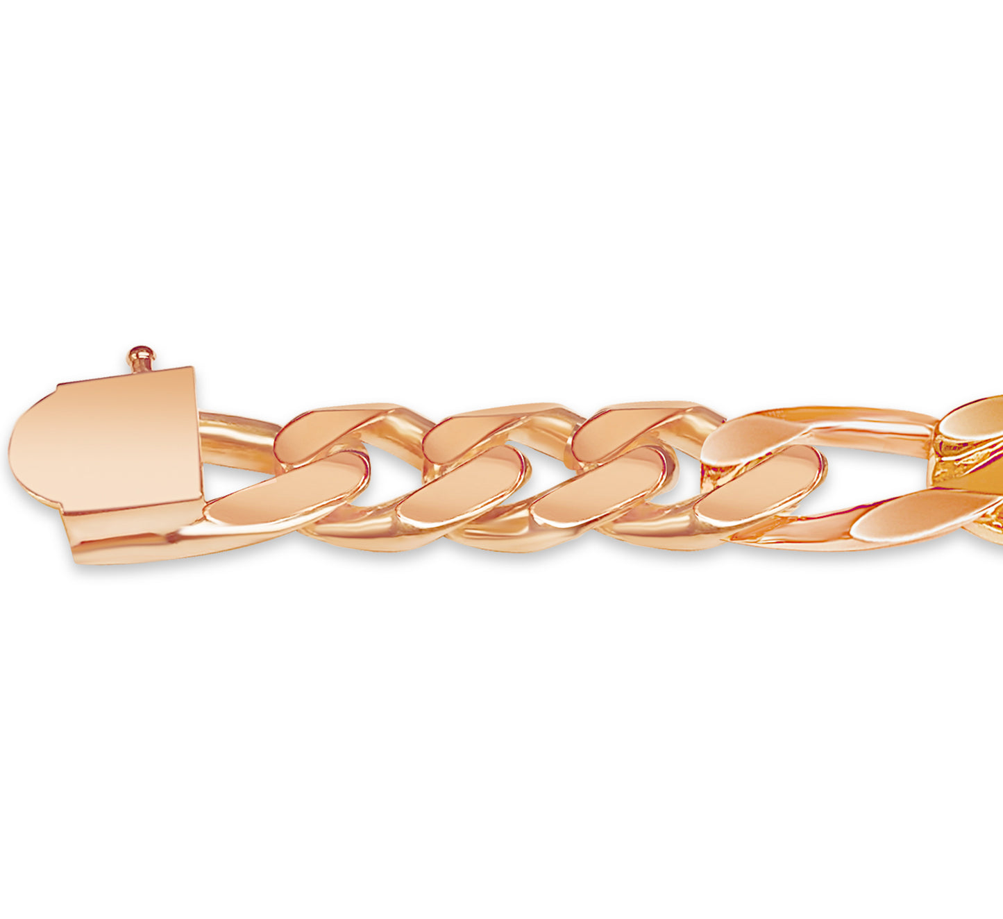 ID Figaro Solid White/Yellow/Rose Gold Handmade Bracelet , 12mm, 6.5-10 Inch