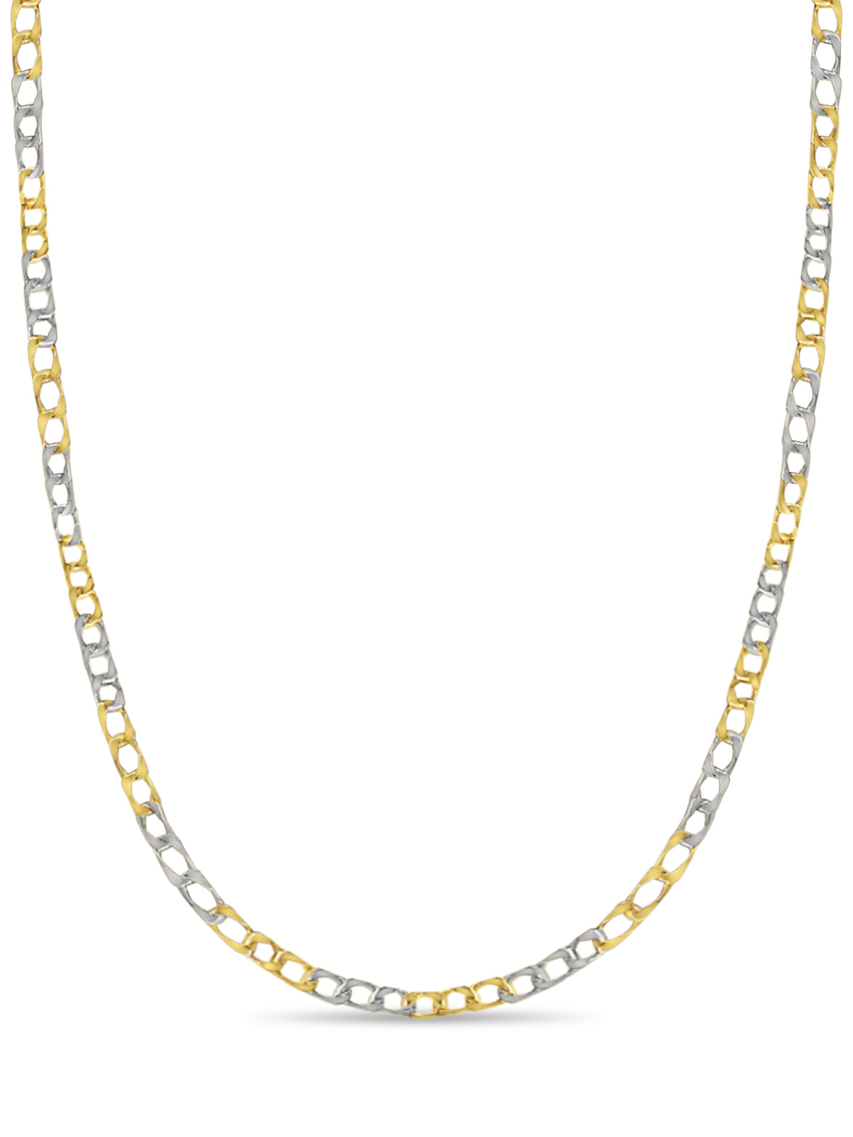 Curb Solid White/Yellow/Rose Gold Handmade Necklace , 10mm, 16-30 Inch