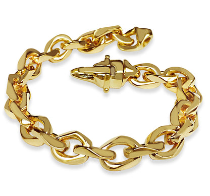 Fancy Rolo Solid White/Yellow/Rose Gold Handmade Bracelet , 10mm, 6.5-10 Inch