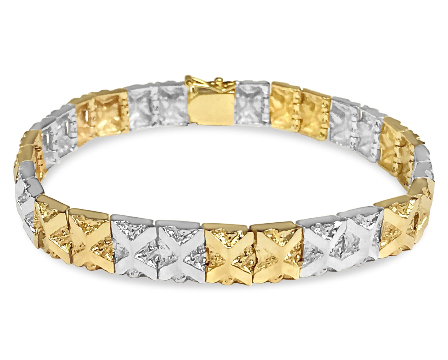 Nugget Solid White/Yellow/Rose Gold Handmade Bracelet , 9mm, 6.5-10 Inch