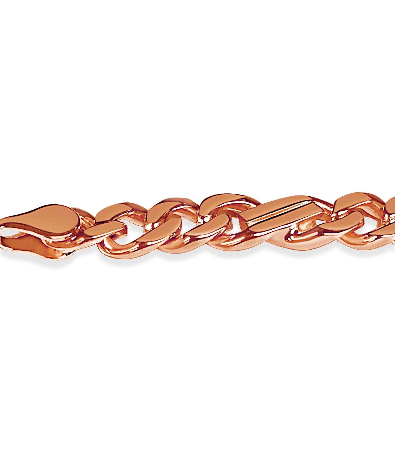 Curb Solid White/Yellow/Rose Gold Handmade Bracelet , 7mm, 6.5-10 Inch