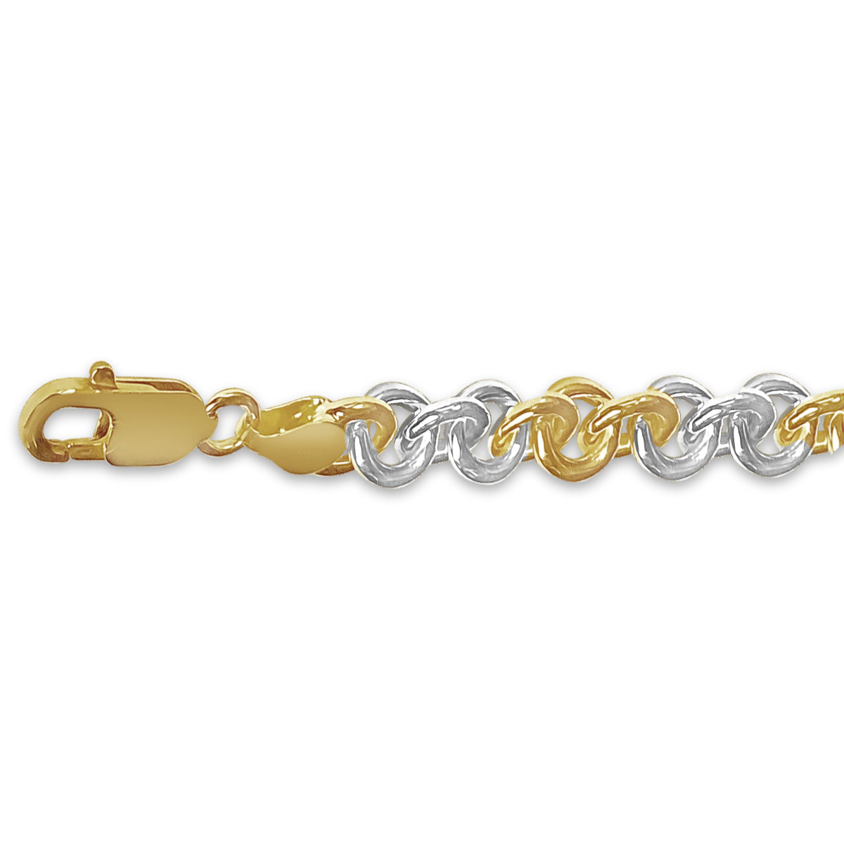 Fancy Rolo Solid White/Yellow/Rose Gold Handmade Bracelet , 9mm, 6.5-10 Inch