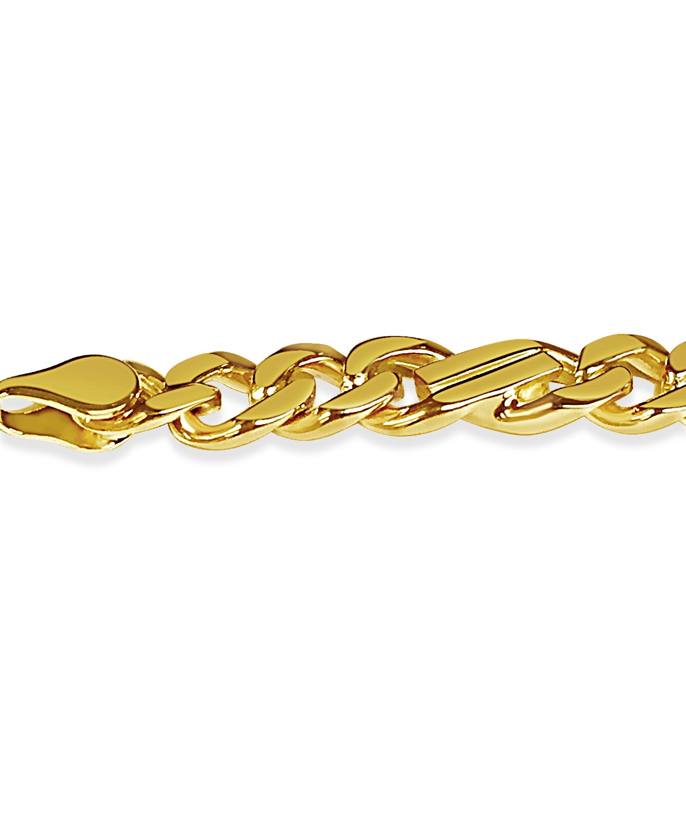 Curb Solid White/Yellow/Rose Gold Handmade Bracelet , 7mm, 6.5-10 Inch