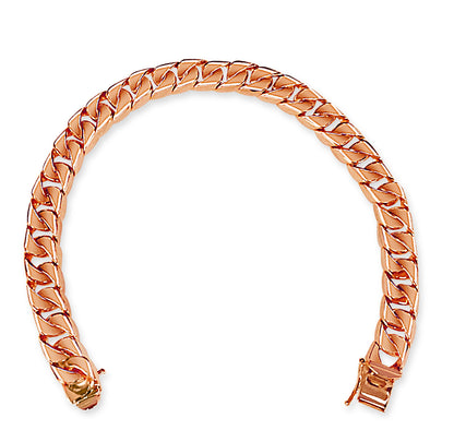 Curb Solid White/Yellow/Rose Gold Handmade Bracelet , 9mm, 6.5-10 Inch