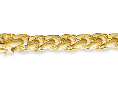 Curb Solid White/Yellow/Rose Gold Handmade Bracelet , 13mm, 6.5-10 Inch