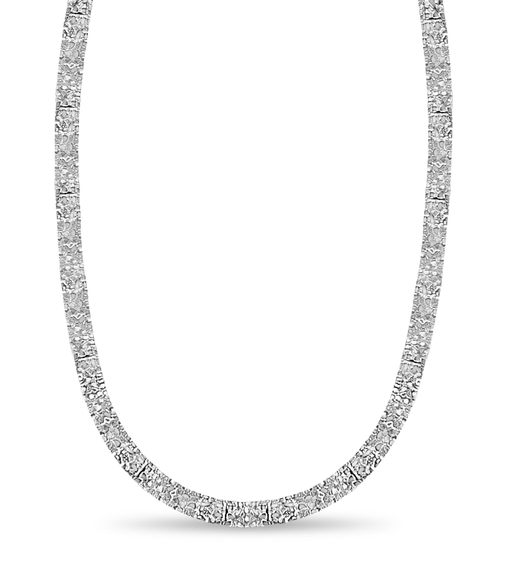 Nugget Solid White/Yellow/Rose Gold Handmade Necklace , 17mm, 16-30 Inch