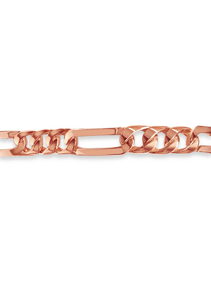 Figaro Solid White/Yellow/Rose Gold Handmade Bracelet , 8mm, 6.5-10 Inch