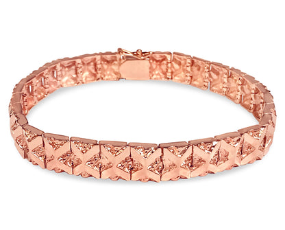 Nugget Solid White/Yellow/Rose Gold Handmade Bracelet , 9mm, 6.5-10 Inch