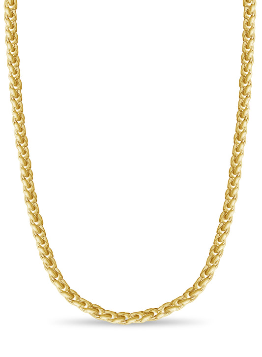 Curb Solid White/Yellow/Rose Gold Handmade Necklace , 13mm, 16-30 Inch