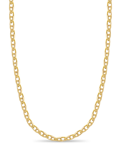 Mariner Solid White/Yellow/Rose Gold Handmade Necklace , 11mm, 16-30 Inch