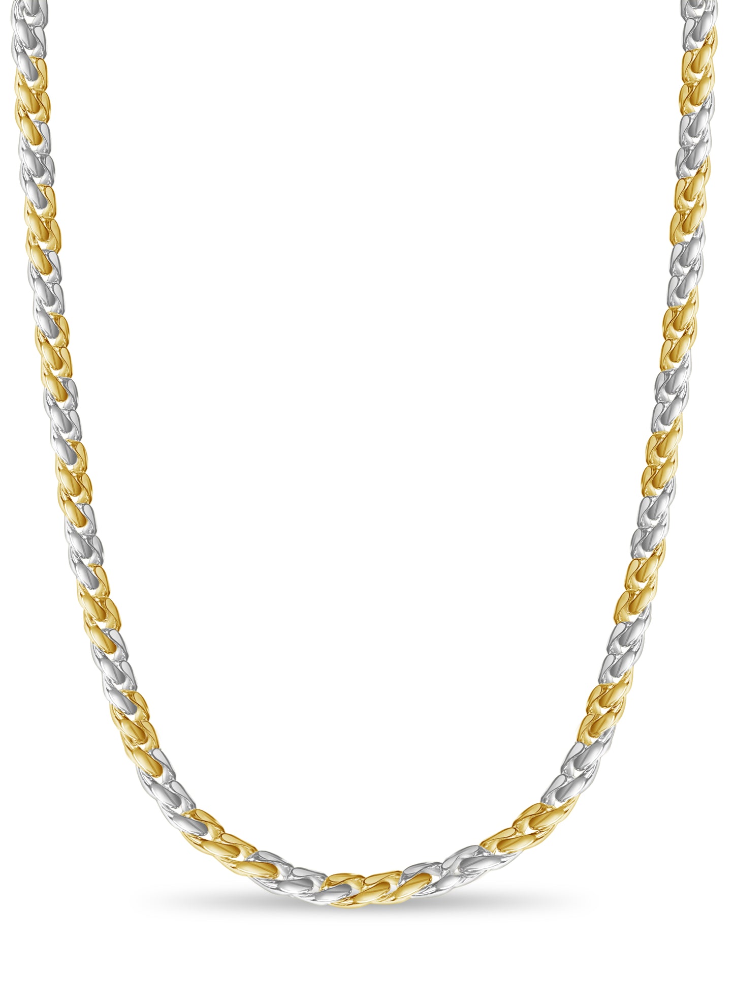 Curb Solid White/Yellow/Rose Gold Handmade Necklace , 13mm, 16-30 Inch