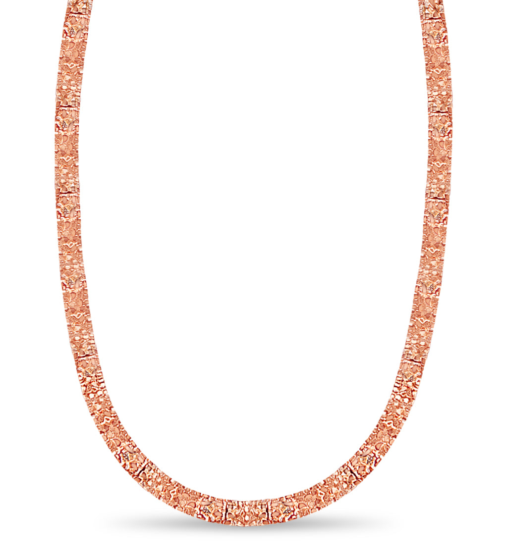 Nugget Solid White/Yellow/Rose Gold Handmade Necklace , 17mm, 16-30 Inch