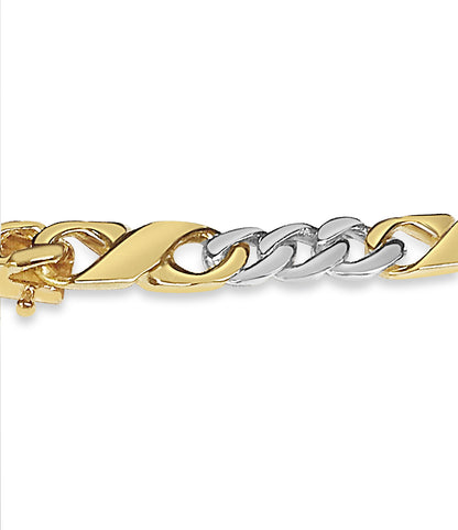 XO Curb Solid White/Yellow/Rose Gold Handmade Bracelet , 6mm, 6.5-10 Inch