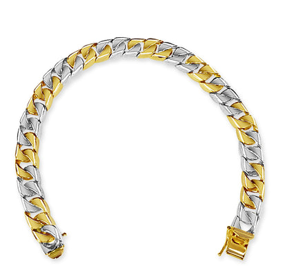 Curb Solid White/Yellow/Rose Gold Handmade Bracelet , 9mm, 6.5-10 Inch