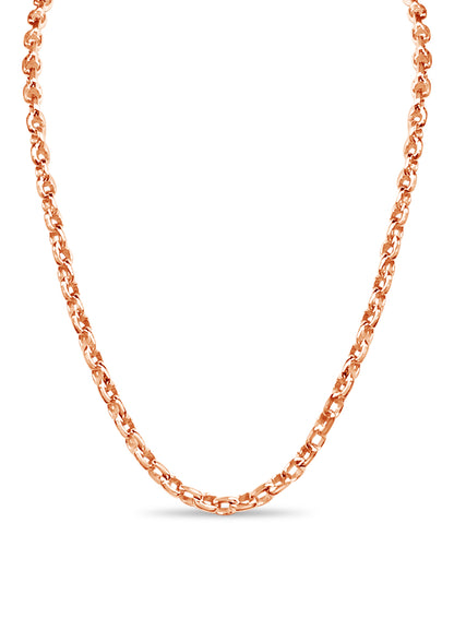 Fancy Rolo Solid White/Yellow/Rose Gold Handmade Necklace , 6mm, 16-30 Inch