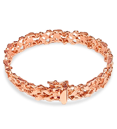 Nugget Solid White/Yellow/Rose Gold Handmade Bracelet , 11mm, 6.5-10 Inch