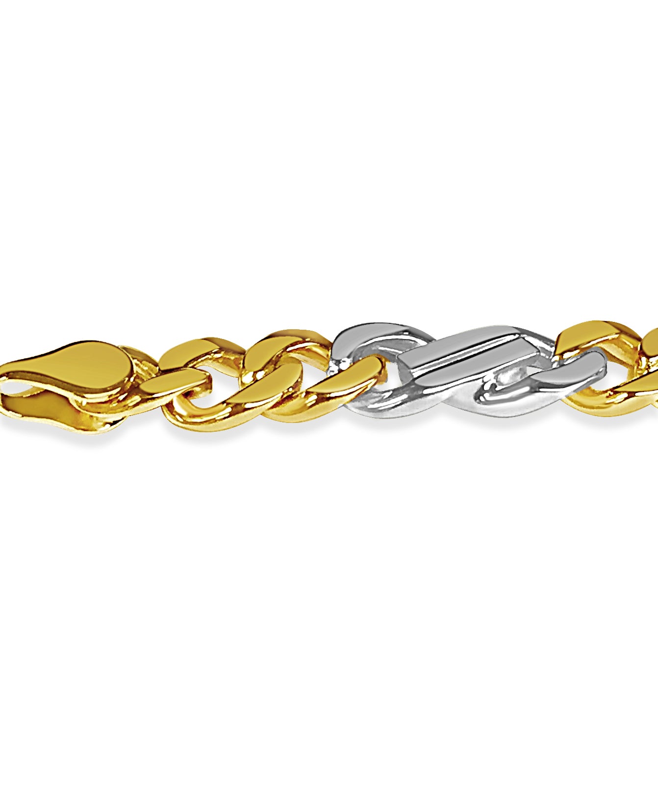 Curb Solid White/Yellow/Rose Gold Handmade Bracelet , 7mm, 6.5-10 Inch