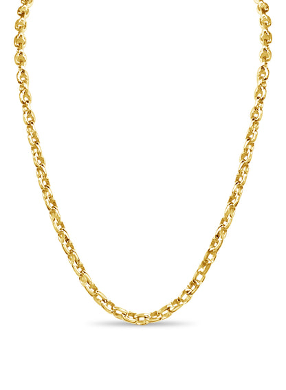 Fancy Rolo Solid White/Yellow/Rose Gold Handmade Necklace , 6mm, 16-30 Inch