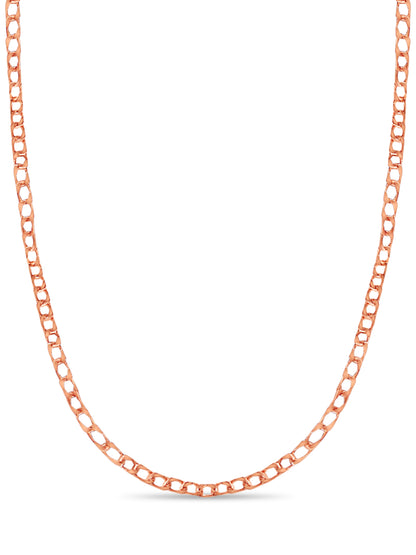 Curb Solid White/Yellow/Rose Gold Handmade Necklace , 10mm, 16-30 Inch