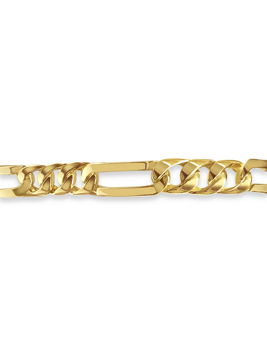 Figaro Solid White/Yellow/Rose Gold Handmade Bracelet , 8mm, 6.5-10 Inch