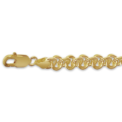 Fancy Rolo Solid White/Yellow/Rose Gold Handmade Bracelet , 9mm, 6.5-10 Inch