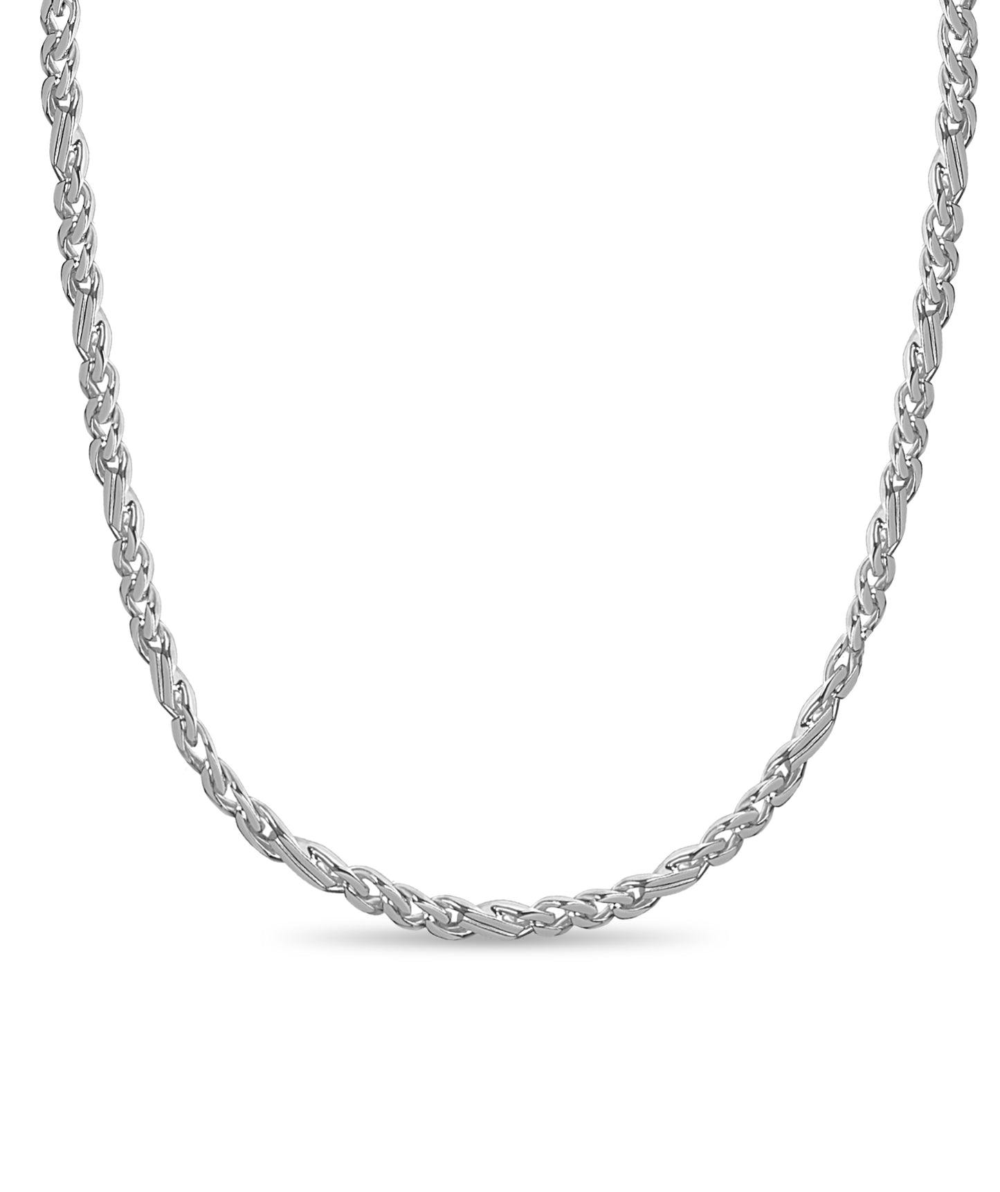Curb Solid White/Yellow/Rose Gold Handmade Necklace , 7mm, 16-30 Inch