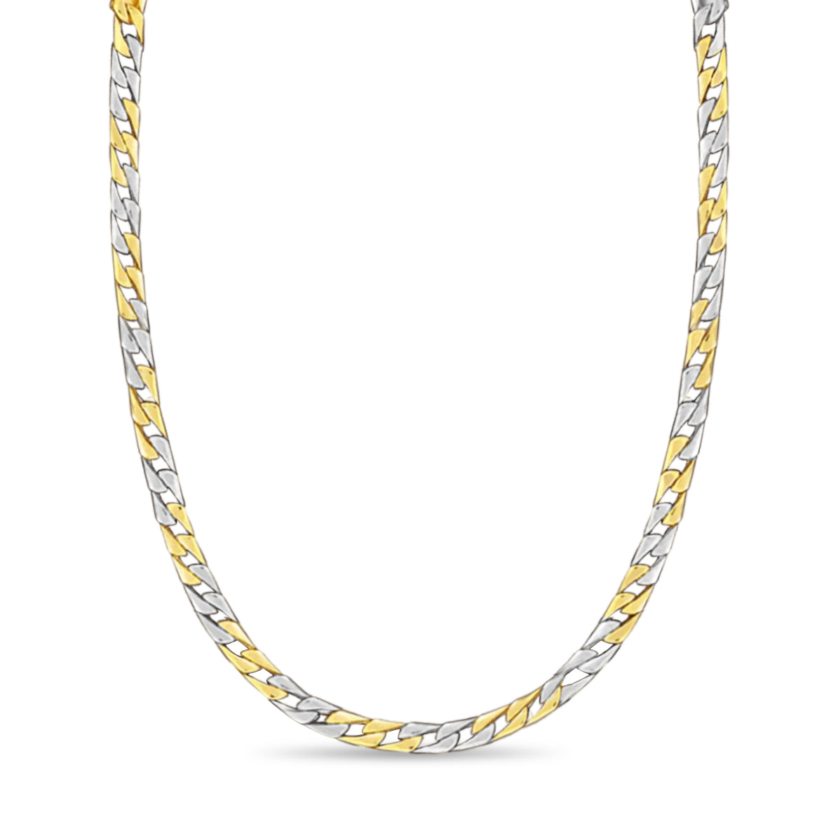 Curb Solid White/Yellow/Rose Gold Handmade Necklace , 7mm, 16-30 Inch