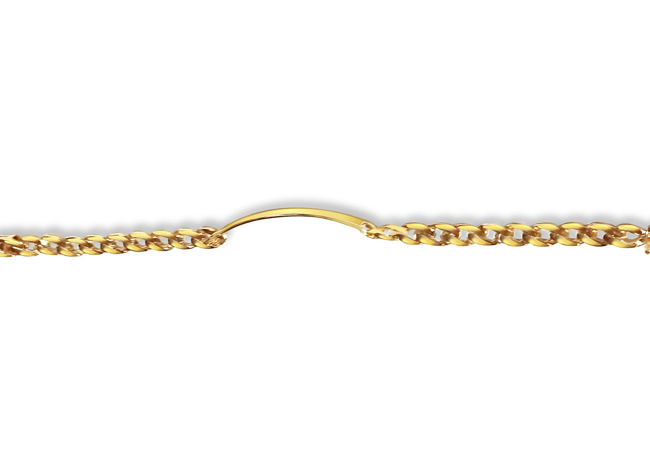 ID Curb Solid White/Yellow/Rose Gold Handmade Bracelet , 7mm, 6.5-10 Inch