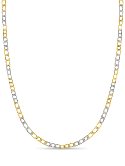 Curb Solid White/Yellow/Rose Gold Handmade Necklace , 10mm, 16-30 Inch
