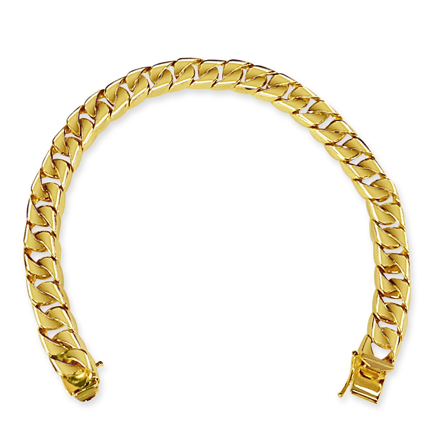 Curb Solid White/Yellow/Rose Gold Handmade Bracelet , 9mm, 6.5-10 Inch