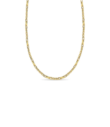 XO Curb Solid White/Yellow/Rose Gold Handmade Necklace , 6mm, 16-30 Inch