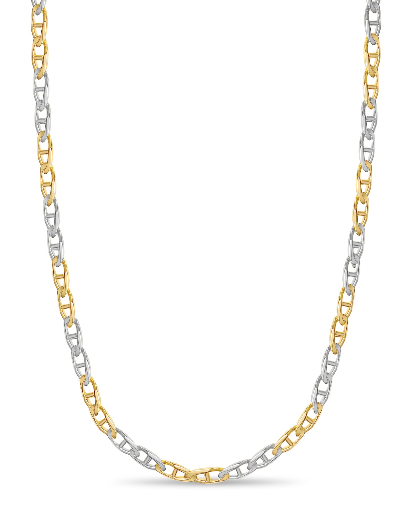 Mariner Solid White/Yellow/Rose Gold Handmade Necklace , 11mm, 16-30 Inch