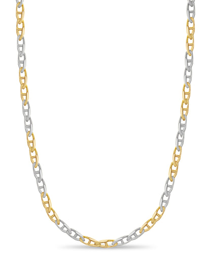 Mariner Solid White/Yellow/Rose Gold Handmade Necklace , 11mm, 16-30 Inch