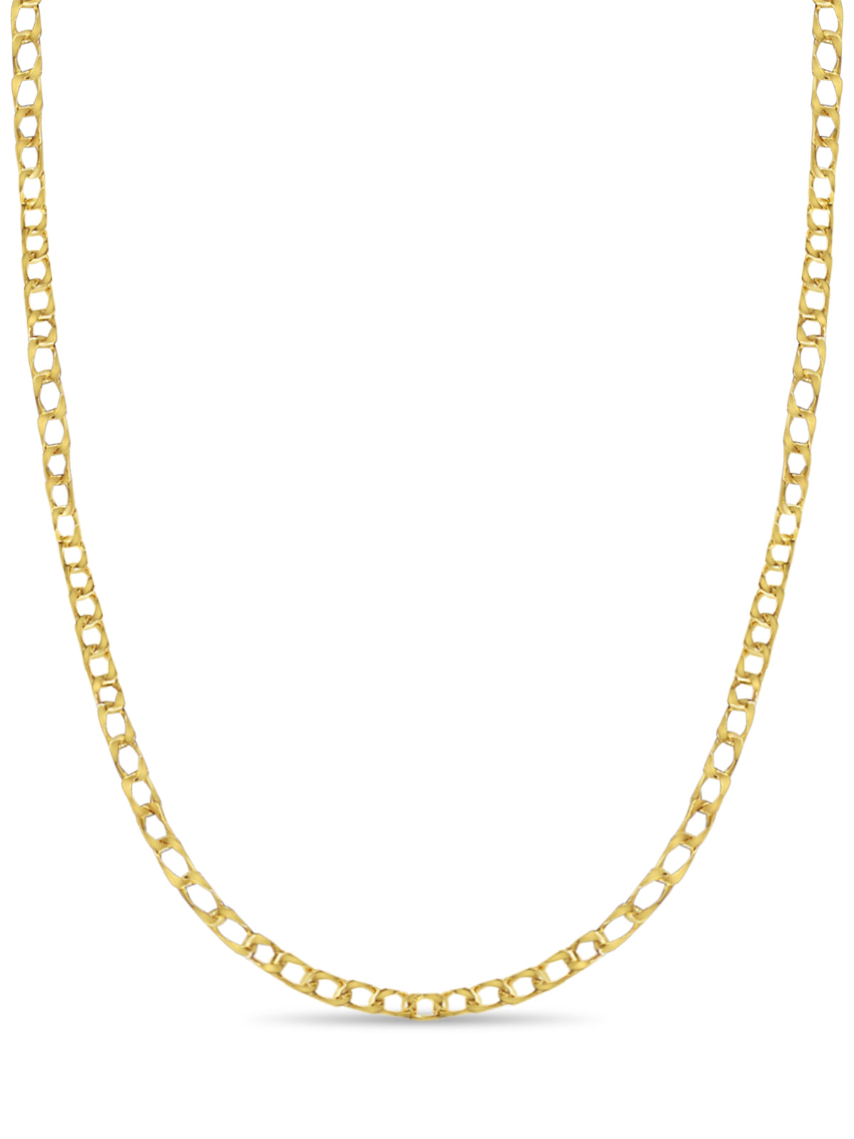 Curb Solid White/Yellow/Rose Gold Handmade Necklace , 10mm, 16-30 Inch