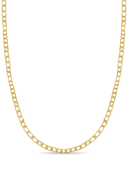 Curb Solid White/Yellow/Rose Gold Handmade Necklace , 10mm, 16-30 Inch