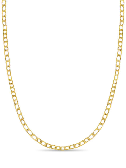 Curb Solid White/Yellow/Rose Gold Handmade Necklace , 10mm, 16-30 Inch