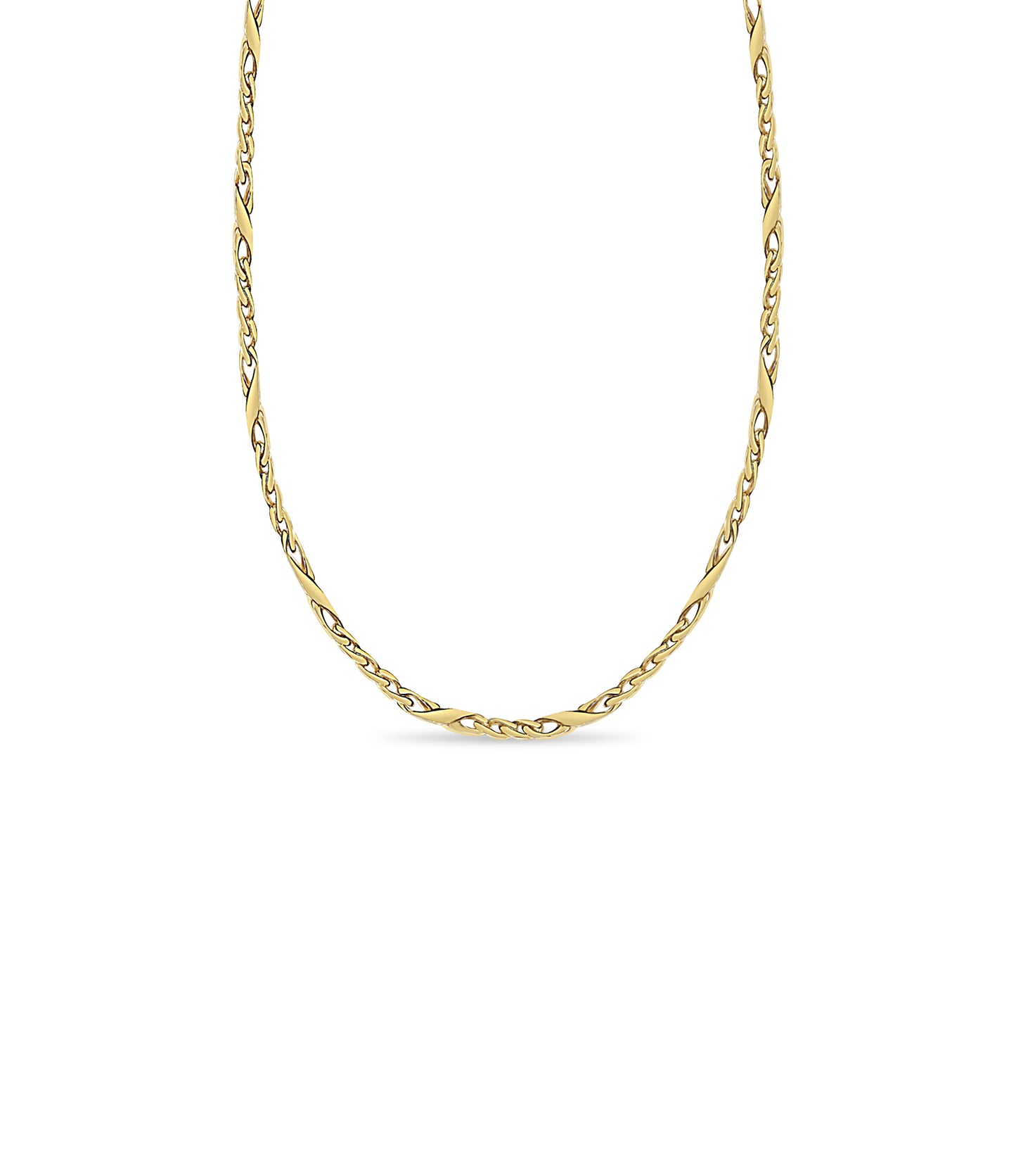 XO Curb Solid White/Yellow/Rose Gold Handmade Necklace , 6mm, 16-30 Inch