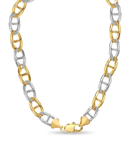 Mariner Solid White/Yellow/Rose Gold Handmade Necklace , 15mm, 16-30 Inch