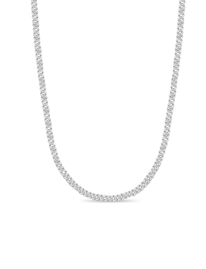 Curb Solid White/Yellow/Rose Gold Handmade Necklace , 14mm, 16-30 Inch