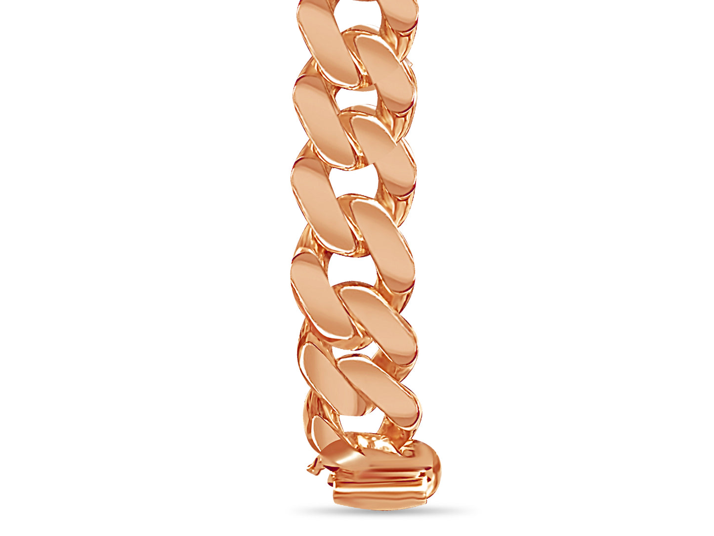 Curb Solid White/Yellow/Rose Gold Handmade Bracelet , 14mm, 6.5-10 Inch