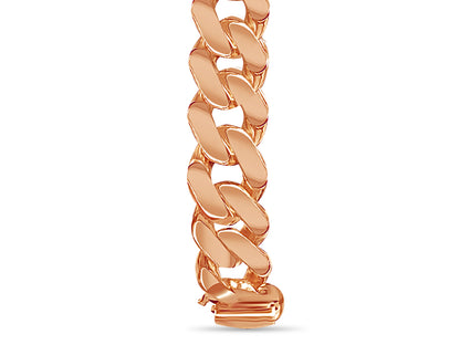 Curb Solid White/Yellow/Rose Gold Handmade Bracelet , 14mm, 6.5-10 Inch