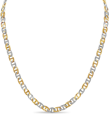 Mariner Solid White/Yellow/Rose Gold Handmade Necklace , 7mm, 16-30 Inch