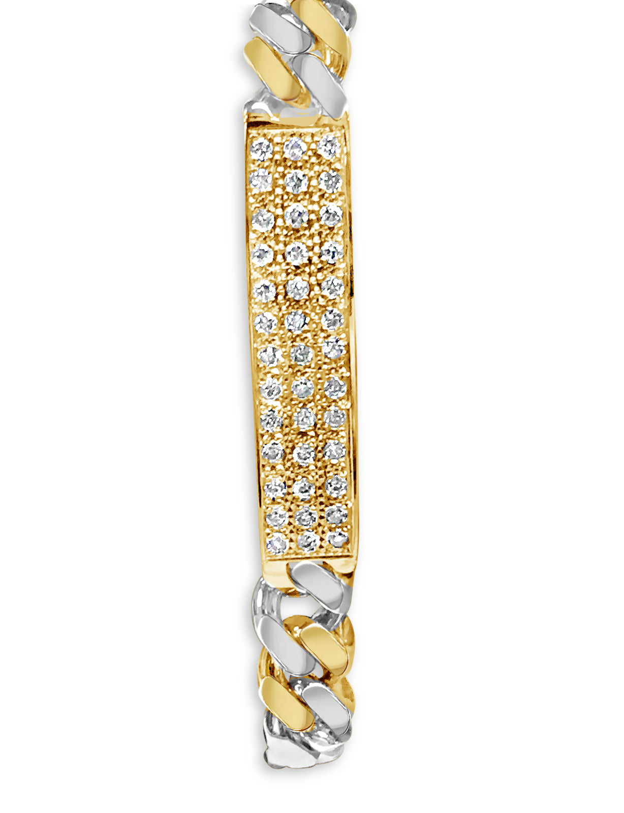 Diamond ID Curb Solid White/Yellow/Rose Gold Handmade Bracelet , 10mm, 6.5-10 Inch