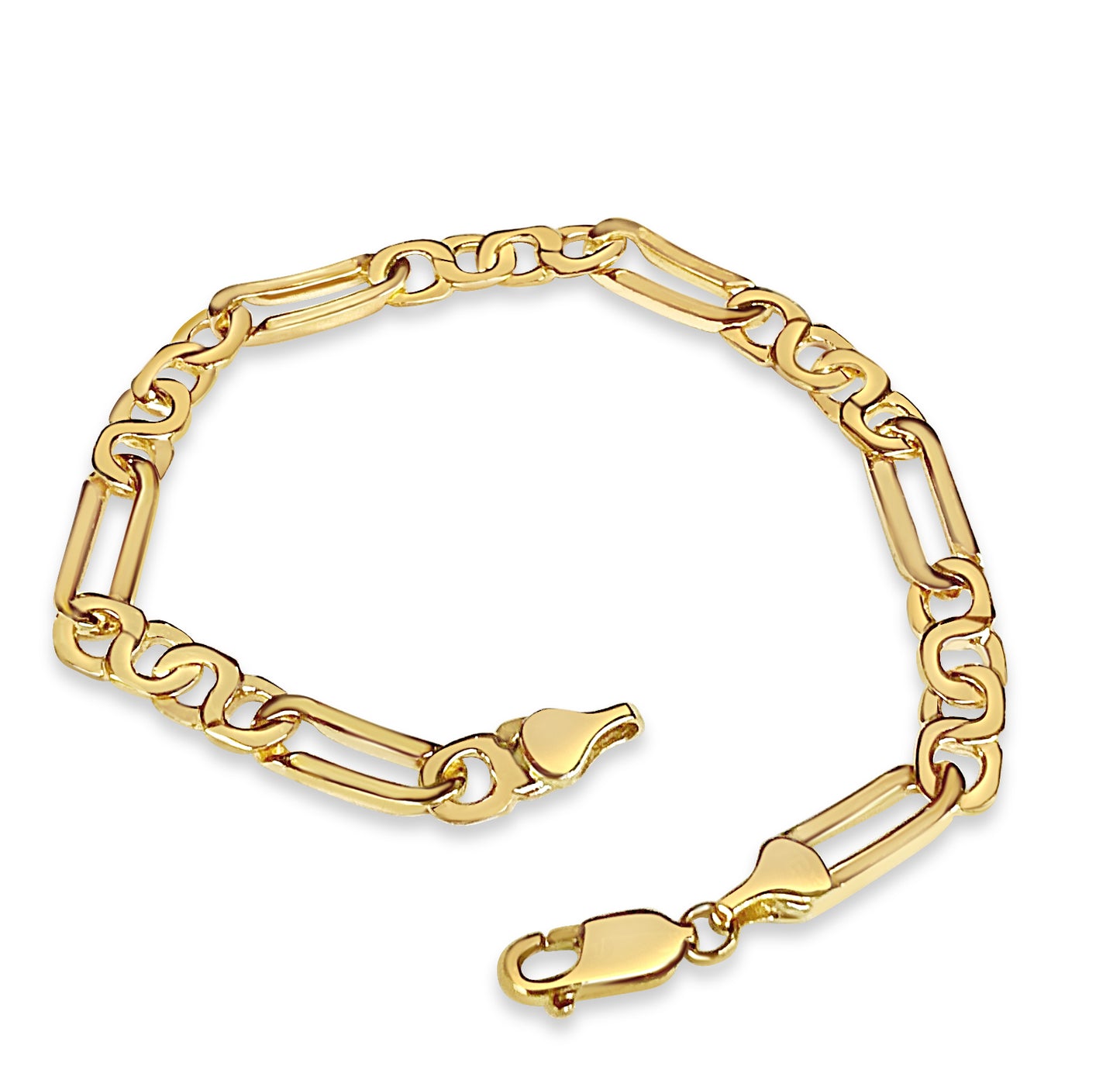 Figaro Infinity Solid White/Yellow/Rose Gold Handmade Bracelet , 6mm, 6.5-10 Inch